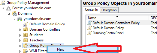 new group policy