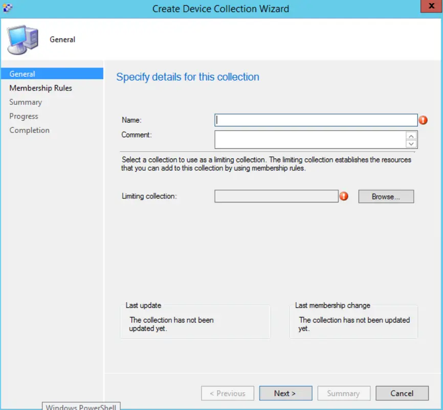 Create Device Collection Wizard