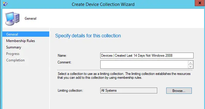create device collection with include and exclude rules