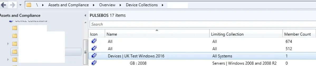 created sccm device collection