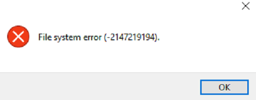 File System Error 2147219194