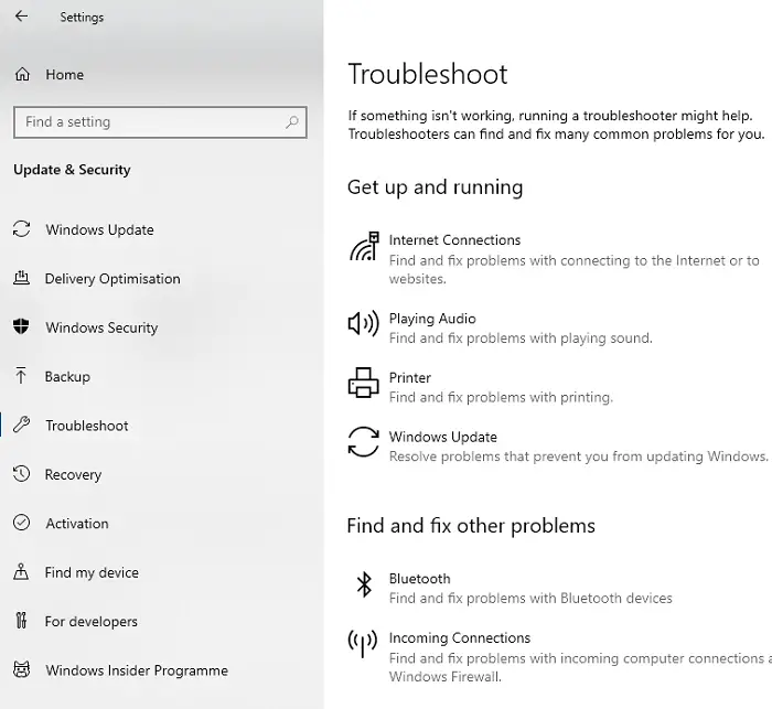 windows 10 troubleshooter tool list