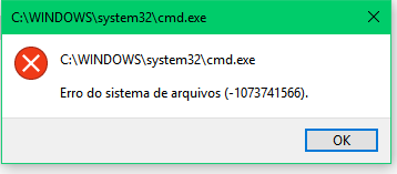 file system error (-1073741566)