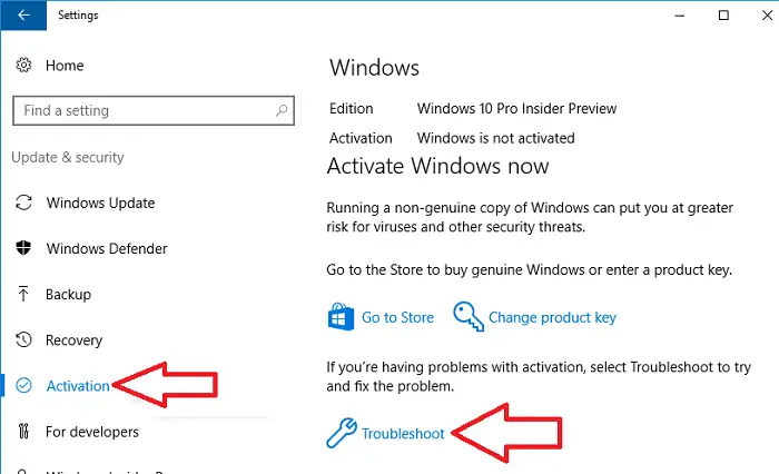 windows 10 activation troubleshooter