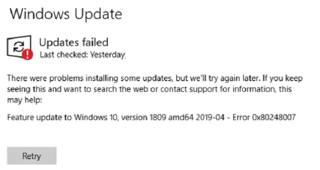 windows update error 0x80248007