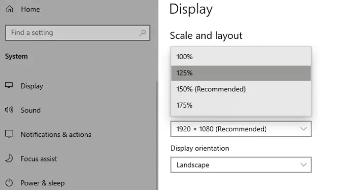 change size of text windows 10