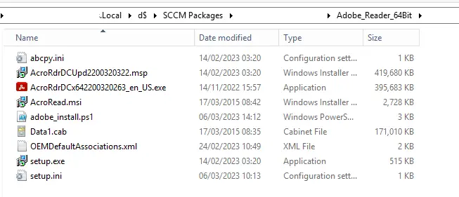 sccm application file contents