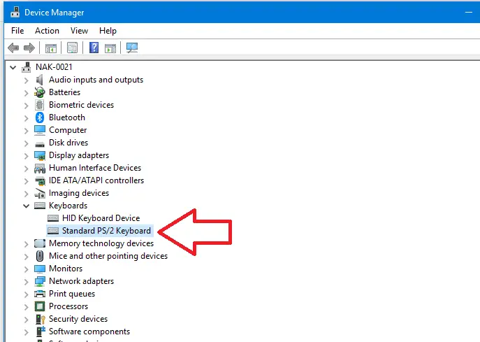 device manager keyboard