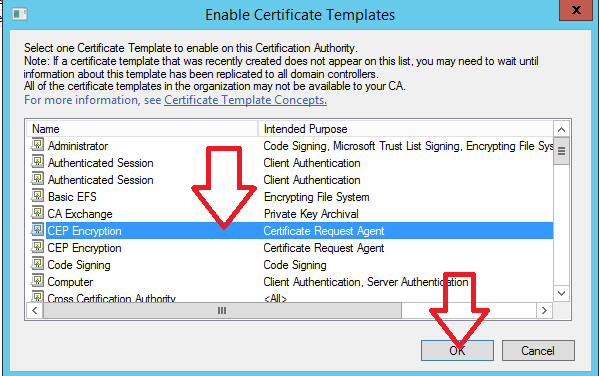 enable certificate templates