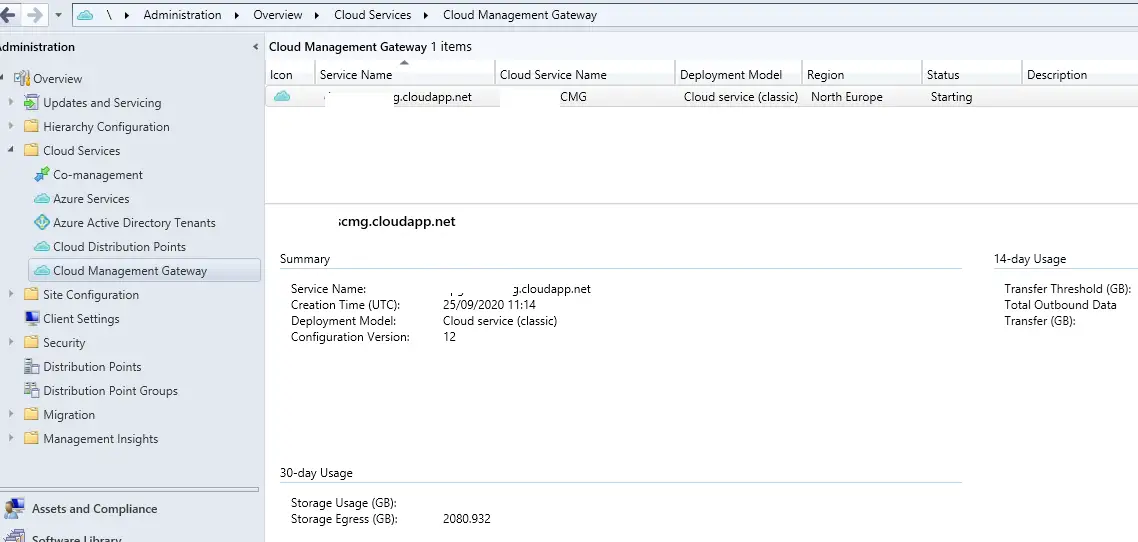ConfigMgr Showing CMG Stuck in Starting State